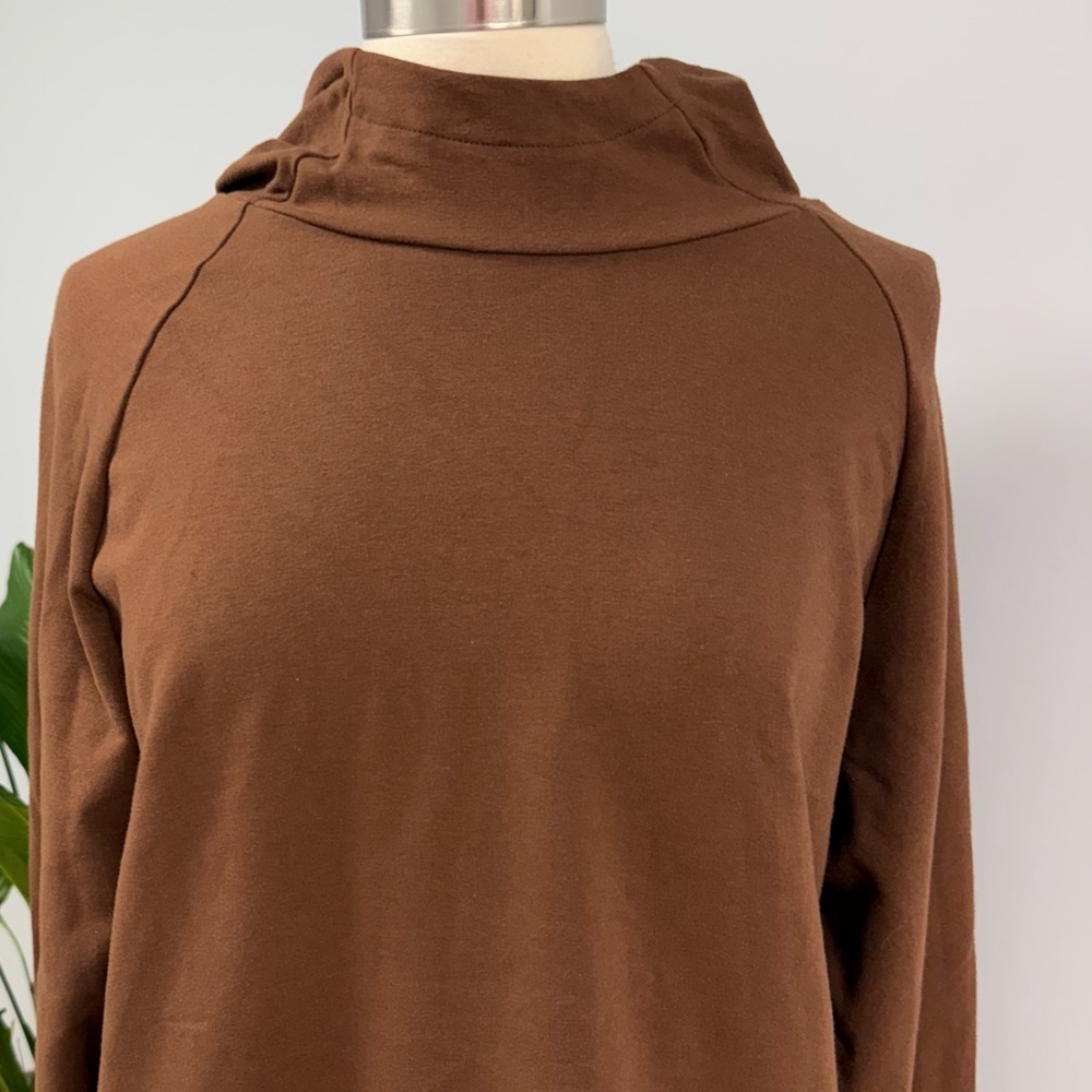 NWT Gaiam Yoga Namaste Hoodie Slim Fit Fitness Large Brown Cowl Neck Sweatshirt - Picture 3 of 11